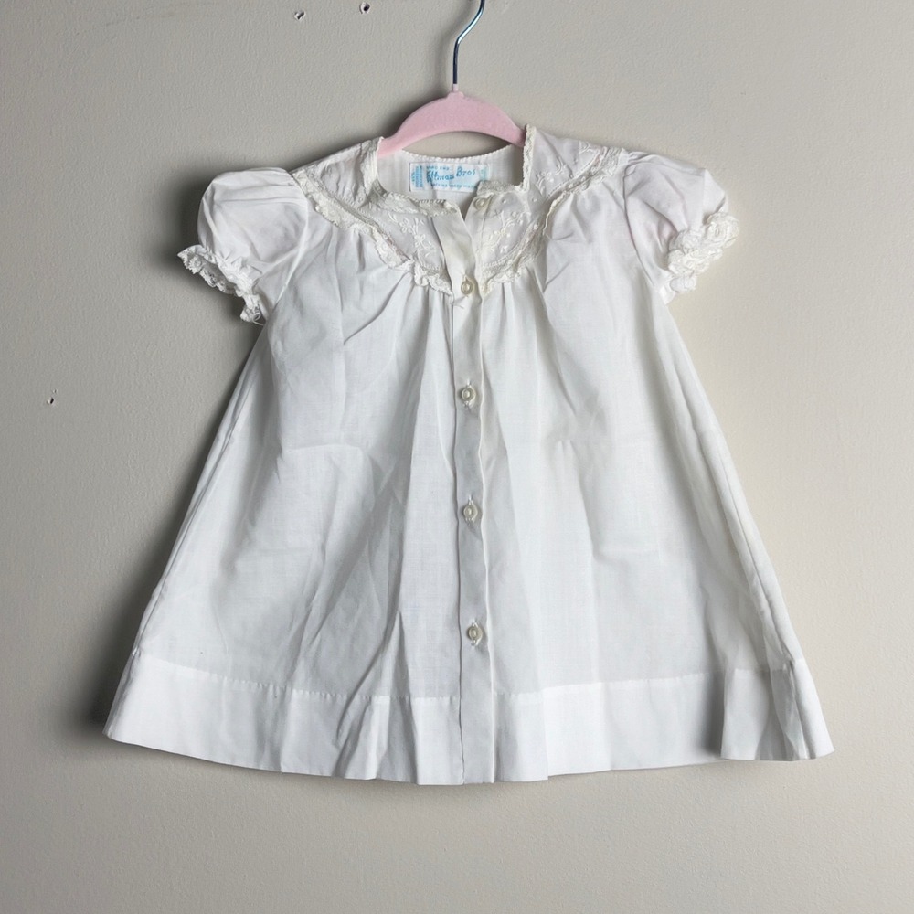 Feltman Brothers Vintage Baby Dress Kids 6M Embroidered Lace White Heirloom